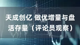 天成创亿 做优增量与盘活存量（评论员观察）
